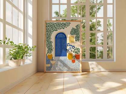 Moroccan Courtyard Print, Bohemian Doorway, Exotic Home Decor