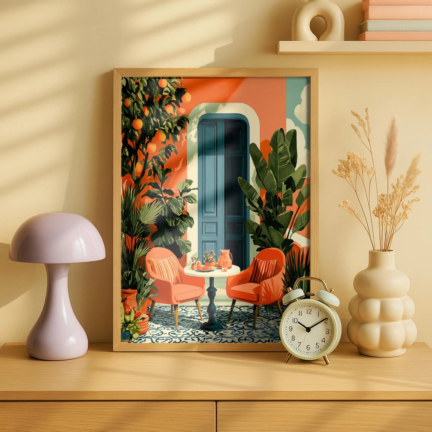 Printable poster Mediterranean Patio, Instant Print Tropical Boho Garden, Wall Decor, Print Digital Download