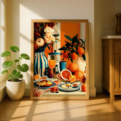 Printable brunch illustration, Citrus poster for the kitchen, Digital download, Instant print | Home decor