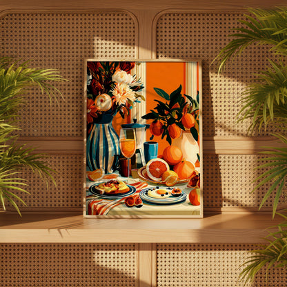Printable brunch illustration, Citrus poster for the kitchen, Digital download, Instant print | Home decor