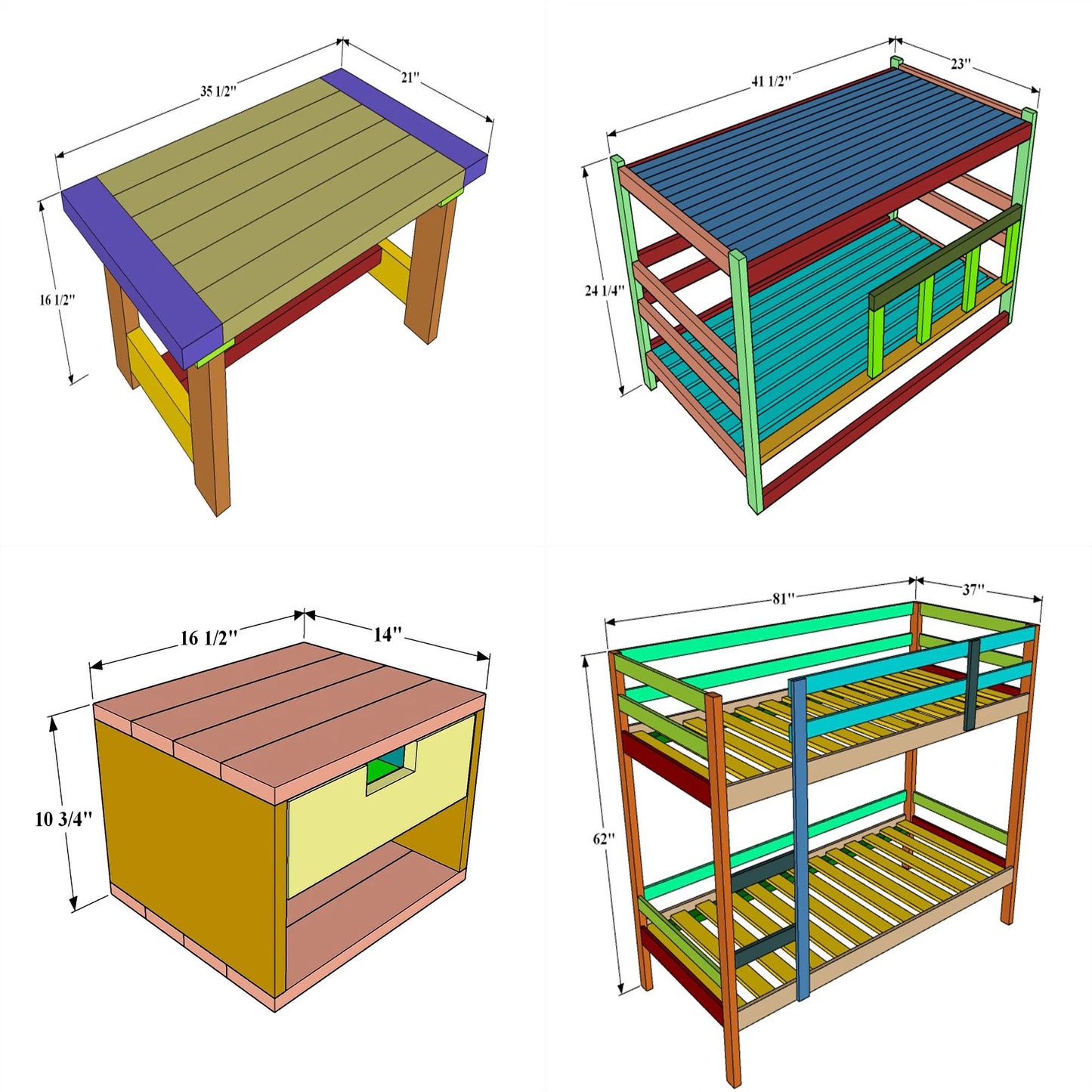 12 Wood Furniture Plans Bundle | Beginner DIY Projects