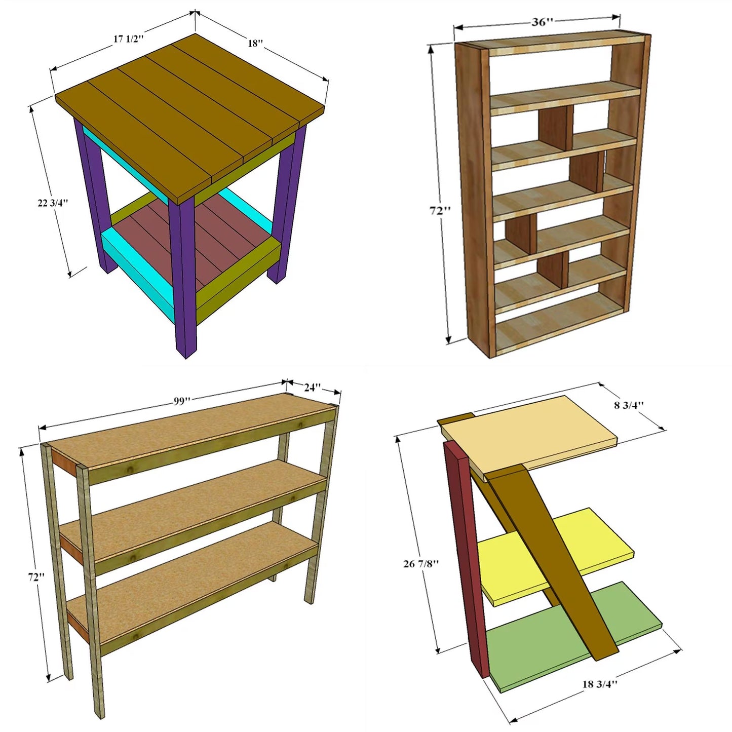 12 Wood Furniture Plans Bundle | Beginner DIY Projects