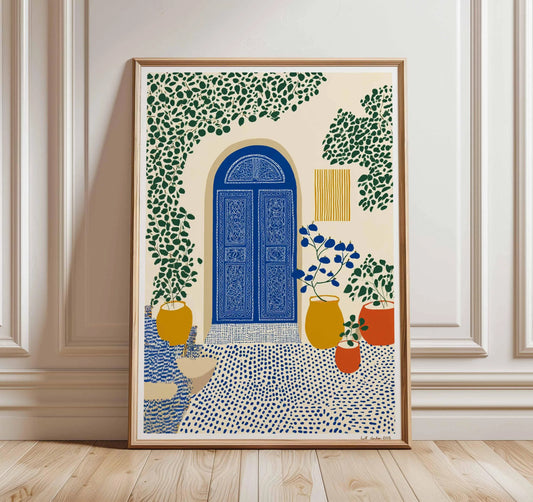 Moroccan Courtyard Print, Bohemian Doorway, Exotic Home Decor
