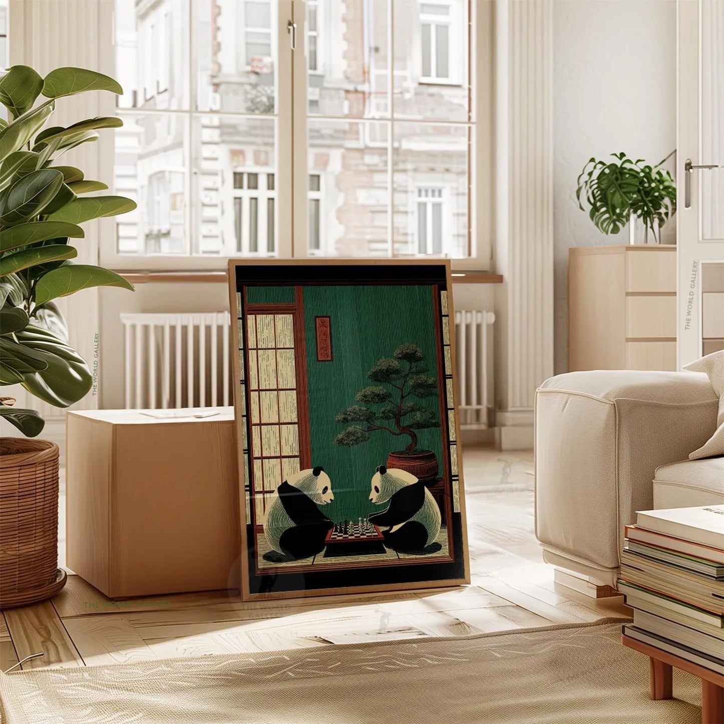 Panda Chess Poster, Japanese Room Print
